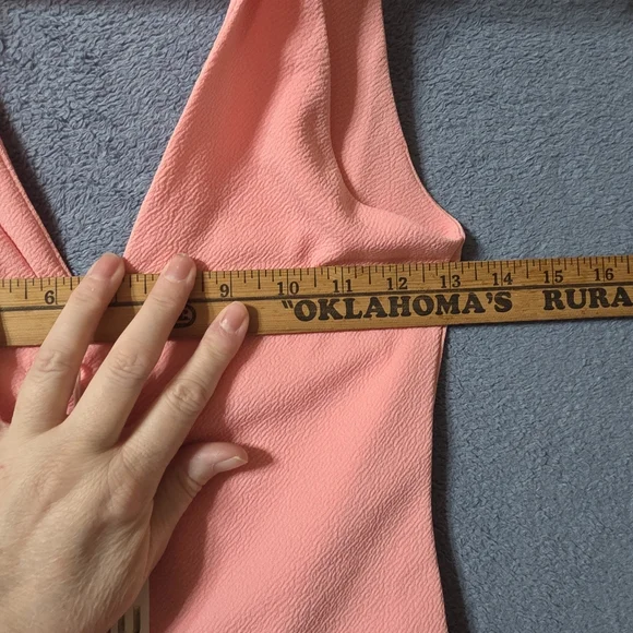 New- Show Me Your Mumu Kylo Bodysuit Women's XS Pink Tie Strap V Neck Swimsuit - Picture 4 of 11